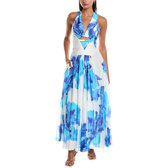 Nicholas WomensSilk-Blend Maxi Dress, Blue
